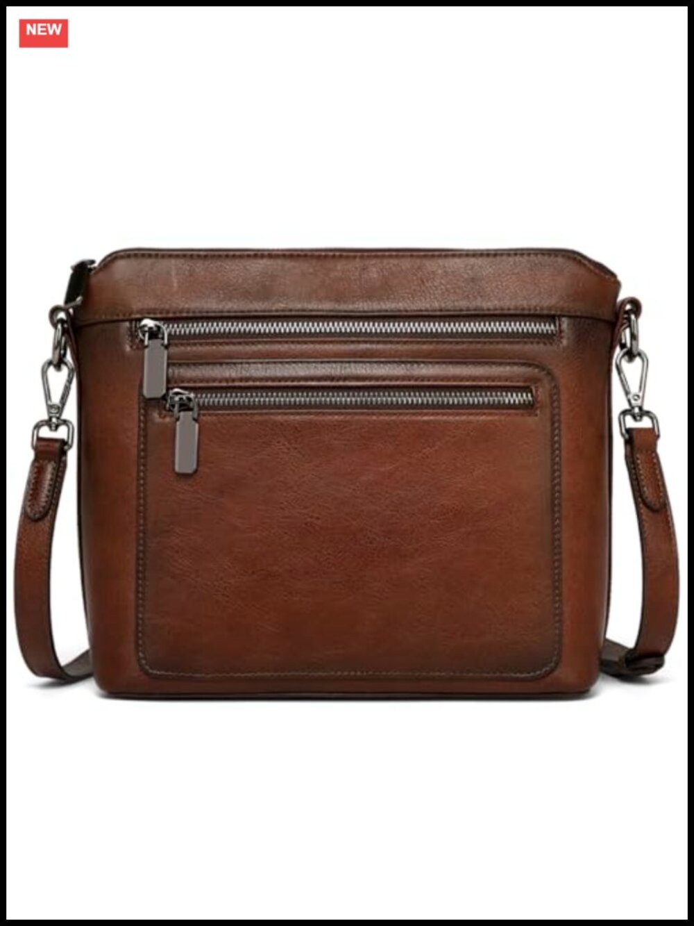Genuine Leather Crossbody Satchel Multiple Pockets Adjustable Strap Women Purse